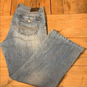 Seven 7 Men’s Bootcut Jeans EUC Size 40x32 Contrast Stitching Detail Light Blue